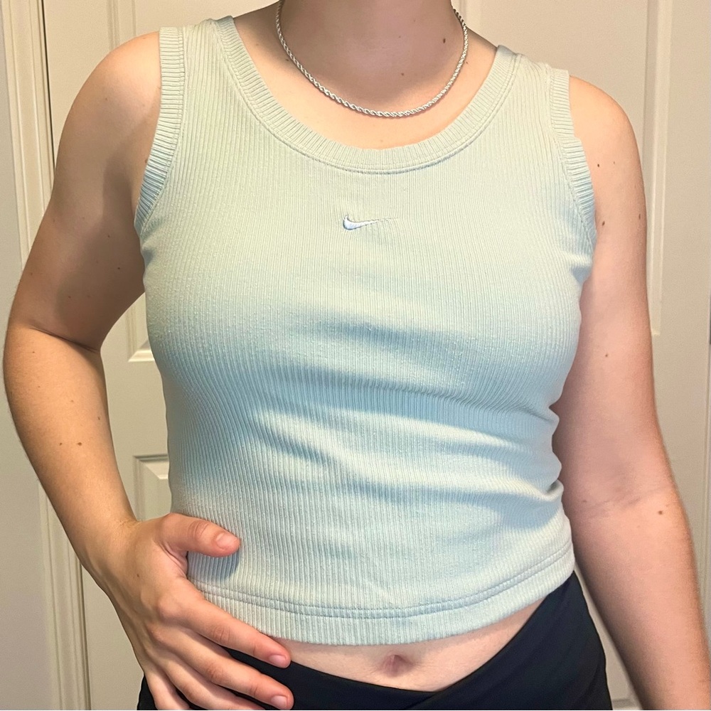 Nike Green Ribbed Crop Tank Top